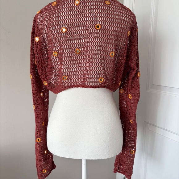 Zara beach boho net mirror cover up front tie top - Picture 3 of 10